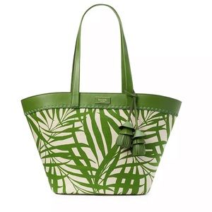 Kate Spade 
The Pier Palm
Fronds Canvas Medium‎ Tote NWT